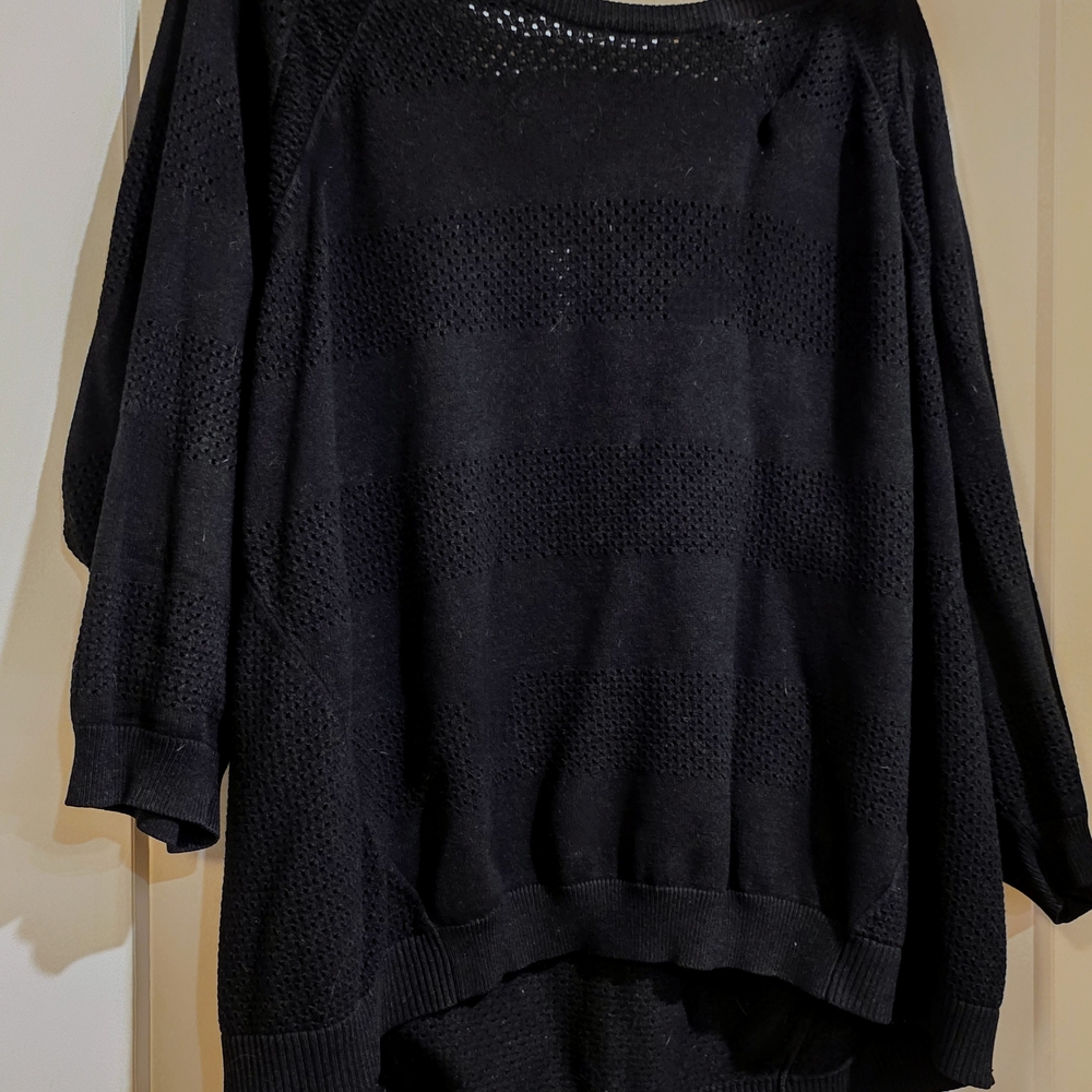 Lane Bryant Black Crew Neck Sweater with 3/4 Length Sleeves